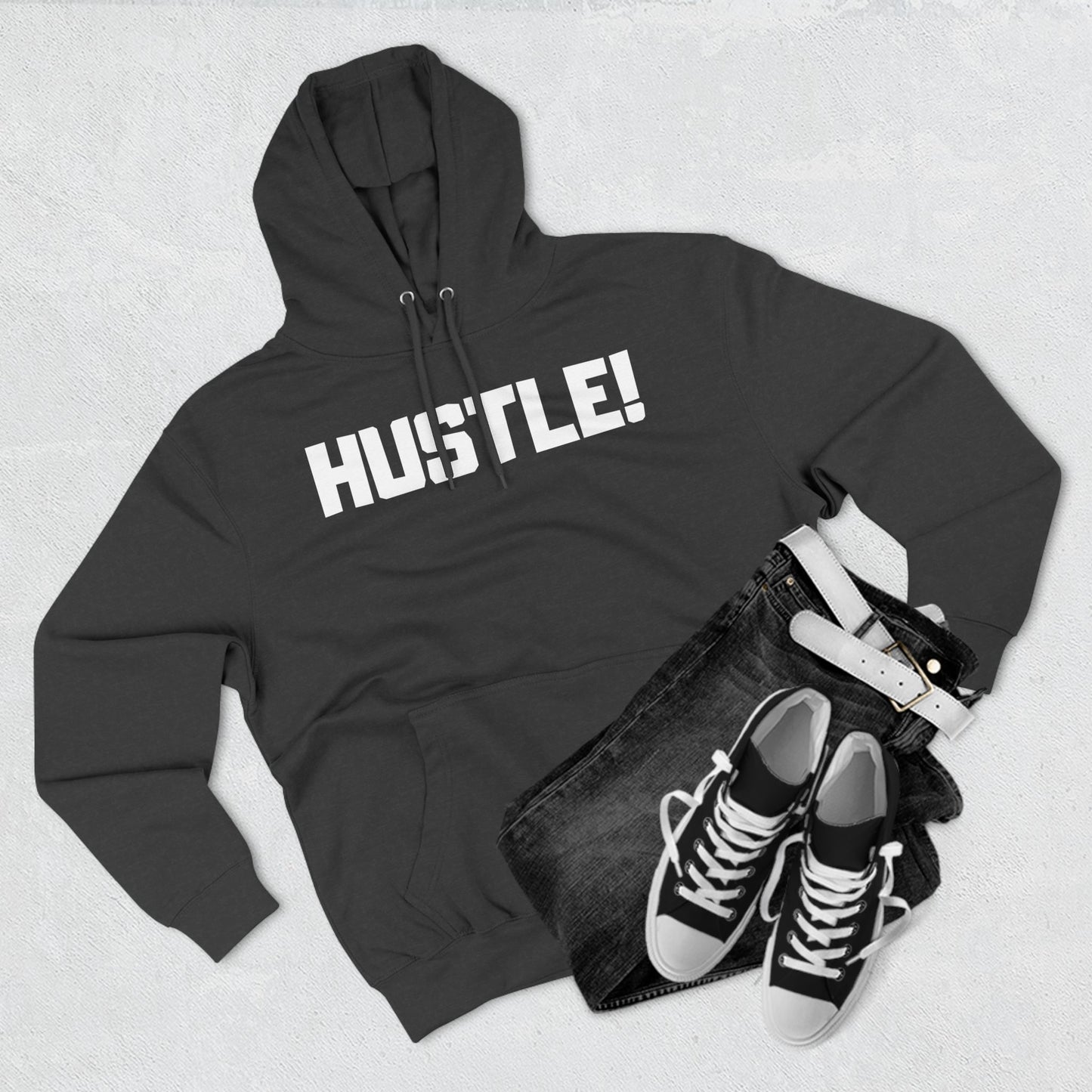 HUSTLE WHITE LOGO Hoodie